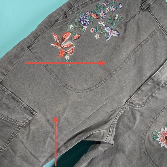 Sundance Size 6 Charcoal Gray Floral Botanical Cargo Jogger Pants - Picture 12 of 15